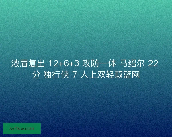 浓眉复出 12+6+3 攻防一体 马绍尔 22 分 独行侠 7 人上双轻取篮网